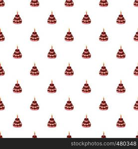 Birthday cake with candle pattern seamless repeat in cartoon style vector illustration. Birthday cake with candle pattern