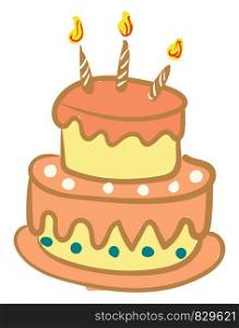 Birthday cake with candle vector or color illustration