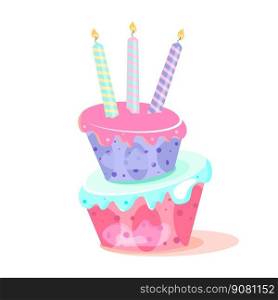 Birthday Cake with candles. Birthday Party Elements. Vector illustration. Birthday Cake with candles. Birthday Party Elements.