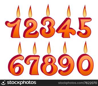 Birthday candles set with numbers and figures