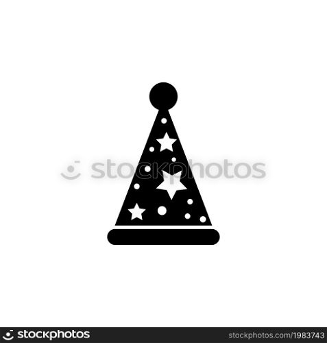 Birthday Cap, Party Hat, Festive Cone. Flat Vector Icon illustration. Simple black symbol on white background. Birthday Cap, Party Hat, Festive Cone sign design template for web and mobile UI element. Birthday Cap, Party Hat, Festive Cone Flat Vector Icon