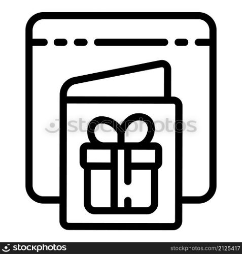Birthday card icon outline vector. Gift box. Bow surprise. Birthday card icon outline vector. Gift box