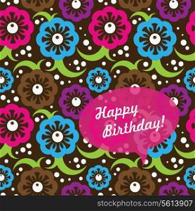 Birthday card with abstract seamless pattern