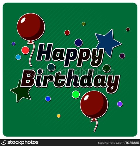 Birthday card with balloons. Vector illustration.