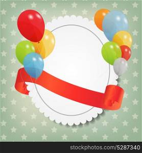 birthday card with colored ballons, vector illustration. EPS 10.