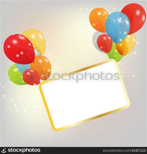 birthday card with colored ballons, vector illustration. EPS 10.v