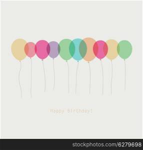 Birthday card with colorful simply transparent balloons