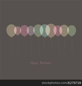 Birthday card with colorful simply transparent balloons
