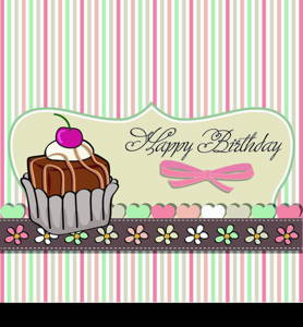 birthday card with cupcake