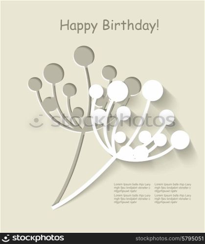Birthday card with dandelion. Vector flower background