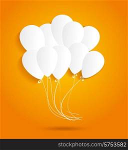 Birthday card with paper ballons, vector illustration
