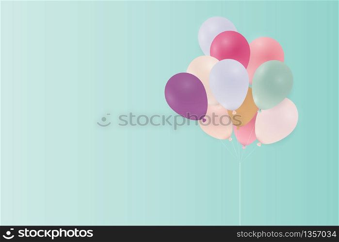 Birthday card with pastel balloons. Vector illustration