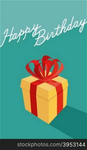 birthday cartoon gift box . Happy birthday card. Vector illustration
