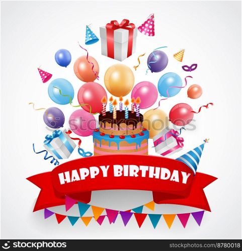 Birthday celebration background with cake and gift box
