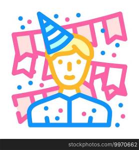 birthday celebration color icon vector. birthday celebration sign. isolated symbol illustration. birthday celebration color icon vector illustration flat