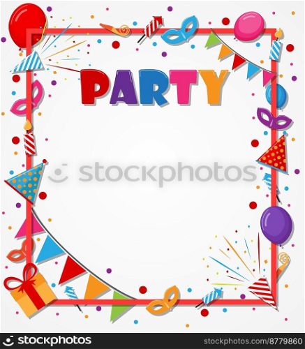Birthday celebration with confetti and party icons