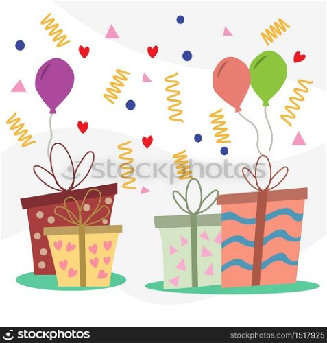 birthday concept with gifts and balloon vector