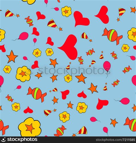 birthday. For fabric, baby clothes, background, textile, wrapping paper and other decoration. Vector seamless pattern EPS 10. birthday. For fabric, baby clothes, background, textile, wrapping paper and other decoration. Repeating editable vector pattern. EPS 10