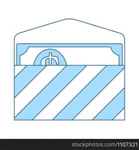 Birthday Gift Envelop Icon With Money. Thin Line With Blue Fill Design. Vector Illustration.