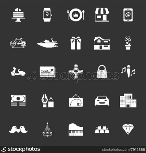 Birthday gift icons on gray background, stock vector