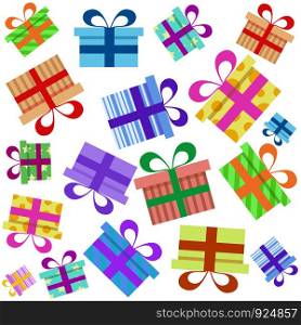 birthday gifts boxes surprise decoration celebration seamless background, stock vector illustration