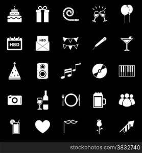 Birthday icons on black backgound, stock vector