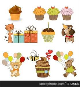 birthday items set in vector format isolated on white background