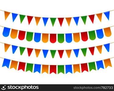 Birthday party invitation banners. Set of flag garlands. Vector illustration.. Birthday party invitation banners. Set of flag garlands. Vector stock illustration.