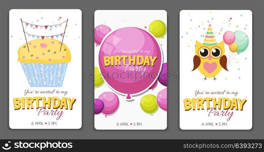 Birthday Party Invitation Card Template Vector Illustration EPS10. Birthday Party Invitation Card Template Vector Illustration