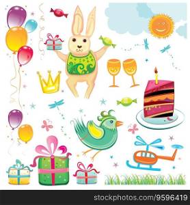 Birthday party set vector image
