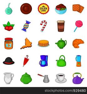 Biscuit icons set. Cartoon set of 25 biscuit vector icons for web isolated on white background. Biscuit icons set, cartoon style