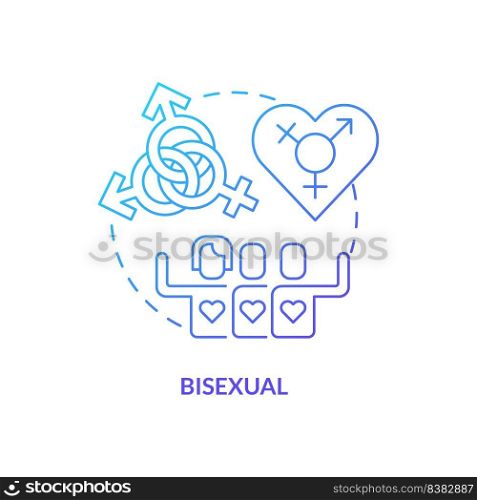 Bisexual blue gradient concept icon. Sexual attraction to both males and females. LGBT member abstract idea thin line illustration. Isolated outline drawing. Myriad Pro-Bold fonts used. Bisexual blue gradient concept icon