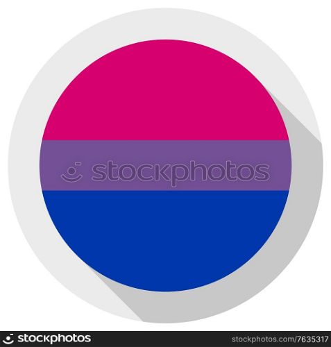 Bisexual pride flag, round shape icon on white background. Bi pride flag, round shape icon on white background