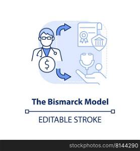 Bismarck model light blue concept icon. Health care systems model abstract idea thin line illustration. Payroll deduction. Isolated outline drawing. Editable stroke. Arial, Myriad Pro-Bold fonts used. Bismarck model light blue concept icon