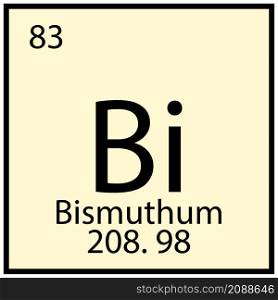 Bismuthum chemical icon. Square sign. Mendeleev table symbol. Education background. Vector illustration. Stock image. EPS 10.. Bismuthum chemical icon. Square sign. Mendeleev table symbol. Education background. Vector illustration. Stock image.