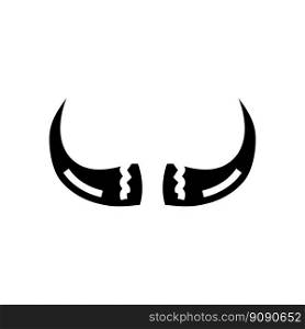 bison horn animal glyph icon vector. bison horn animal sign. isolated symbol illustration. bison horn animal glyph icon vector illustration