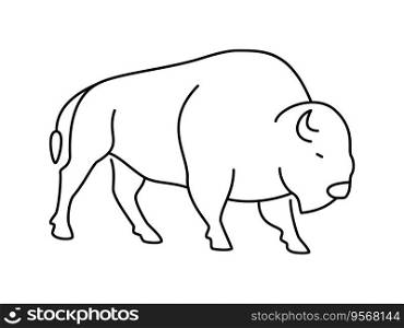 Bison linear vector icon. Animal world. Bison, drawing, animal, beast, outline, image and more. Isolated outline of a bison on a white background.