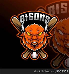 Bisons Baseball Animal Mascot Sport Club Team Badge