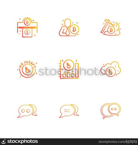 Bit coin , crypto currency , axe, chat , conversation , graph , wo accepted , icon, vector, design, flat, collection, style, creative, iconsicon, vector, design, flat, collection, style, creative, icons