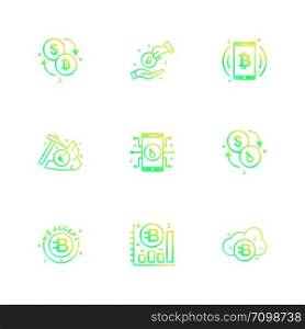 Bit coin , crypto currency , mobile , dollar ,money ,share , axe , graph , rate , cloud , share , icon, vector, design, flat, collection, style, creative, icons