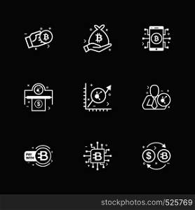 bit coin , crypto currency , money , dollar , share , mobile ,virtual money , ic , 9 eps icons set vector ,icon, vector, design, flat, collection, style, creative, icons