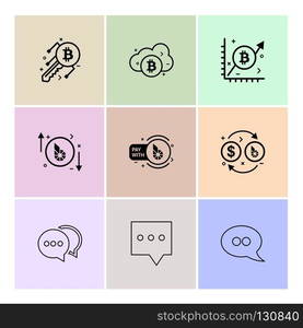 Bit coin , key ,crypto currency , cloud , graph , message , chat , conversation , icon, vector, design,  flat,  collection, style, creative,  icons