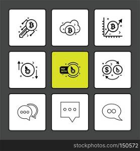 Bit coin , key ,crypto currency , cloud , graph , message , chat , conversation , icon, vector, design,  flat,  collection, style, creative,  icons