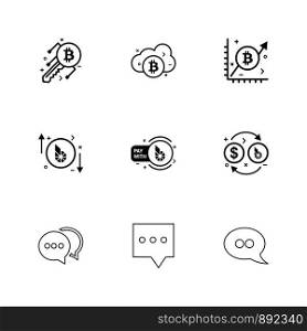 Bit coin , key ,crypto currency , cloud , graph , message , chat , conversation , icon, vector, design, flat, collection, style, creative, icons