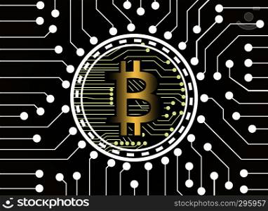 bitcoin and blockchain network connection, virtual currency blockchain technology concept.