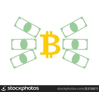 Bitcoin and dollar exchange business icon. Cryptocurrency and money. Vector illustration 