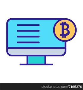Bitcoin and monitor icon vector. A thin line sign. Isolated contour symbol illustration. Bitcoin and monitor icon vector. Isolated contour symbol illustration