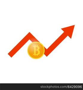 Bitcoin and profit growth schedule. . Bitcoin and profit growth schedule. Vector illustration .