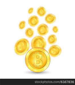 Bitcoin. Bit coin. Digital Currency. Cryptocurrency. Golden Icon Blurred. Bitcoin. Bit coin. Digital Currency. Cryptocurrency. Golden Icon Blurred - Illustration Vector