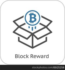 Bitcoin Block Reward Icon.. Bitcoin Block Reward Icon. Modern computer network technology sign. Digital graphic symbol. Bitcoin mining. Concept design elements.